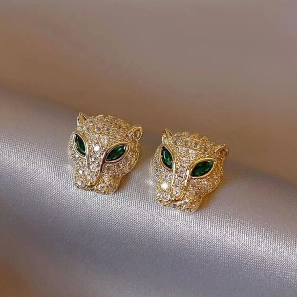 Emerald Panther earrings - Picture 2 of 3